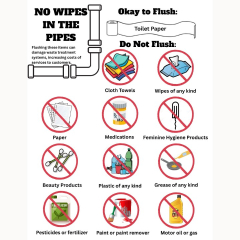 City of Alma, Waste Water Department, NO WIPES IN THE PIPES